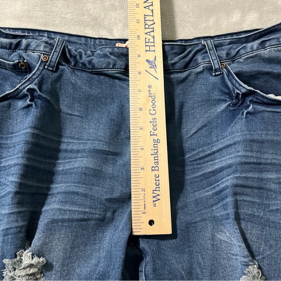 Judy Blue Jeans Womens 3XL Skinny Fit Distress Med Wash Blue 30” Inseam Mid Rise - Picture 6 of 13